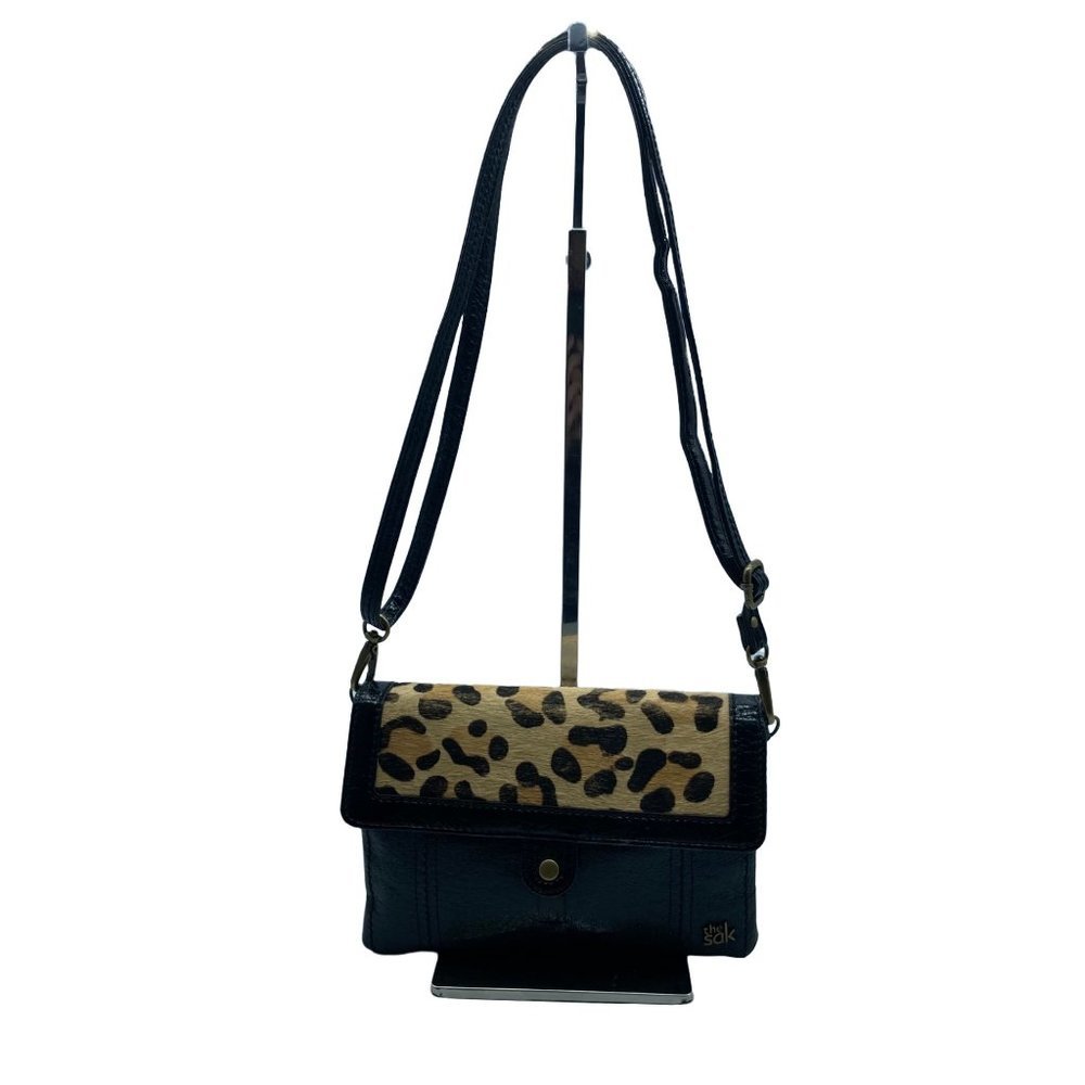 The Sak Animal Horse Hair Leopard Print Black Leather‎ Crossbody